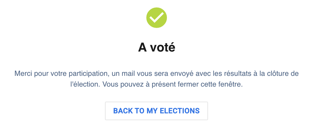 Message de confirmation A voté